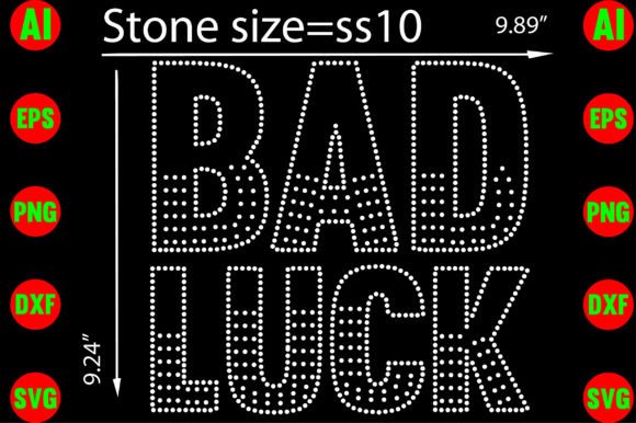 Bad Luck Rhinestone Templates Design Graphics