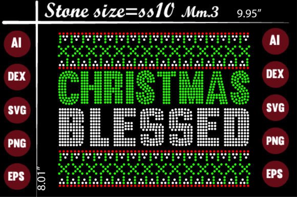Blessed Christmas Rhinestone Templates Graphics
