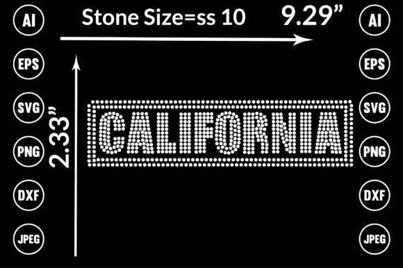 California Rhinestone Templates Design: Graphics & T-Shirt Assets