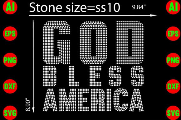 God Bless America Rhinestone Graphics for T-Shirt Designs