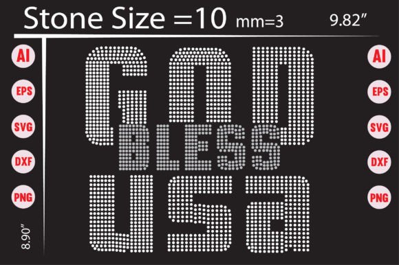 God Bless USA Rhinestone Templates for T-Shirt Graphics