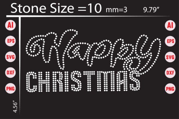 Happy Christmas Rhinestone Templates T-Shirt Designs Graphics