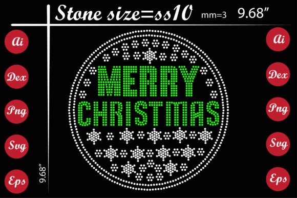 Merry Christmas Rhinestone Templates