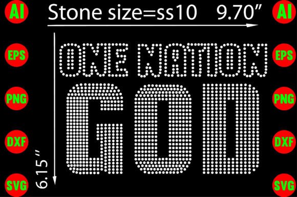 One Nation God Rhinestone Templates for T-Shirt Graphics