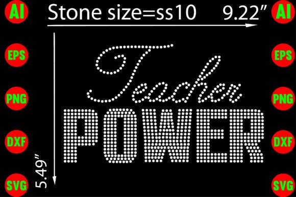 Teacher Power Rhinestone Templates: Graphics & T-Shirt Designs