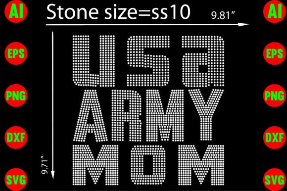 USA Army Mom Rhinestone Templates Design
